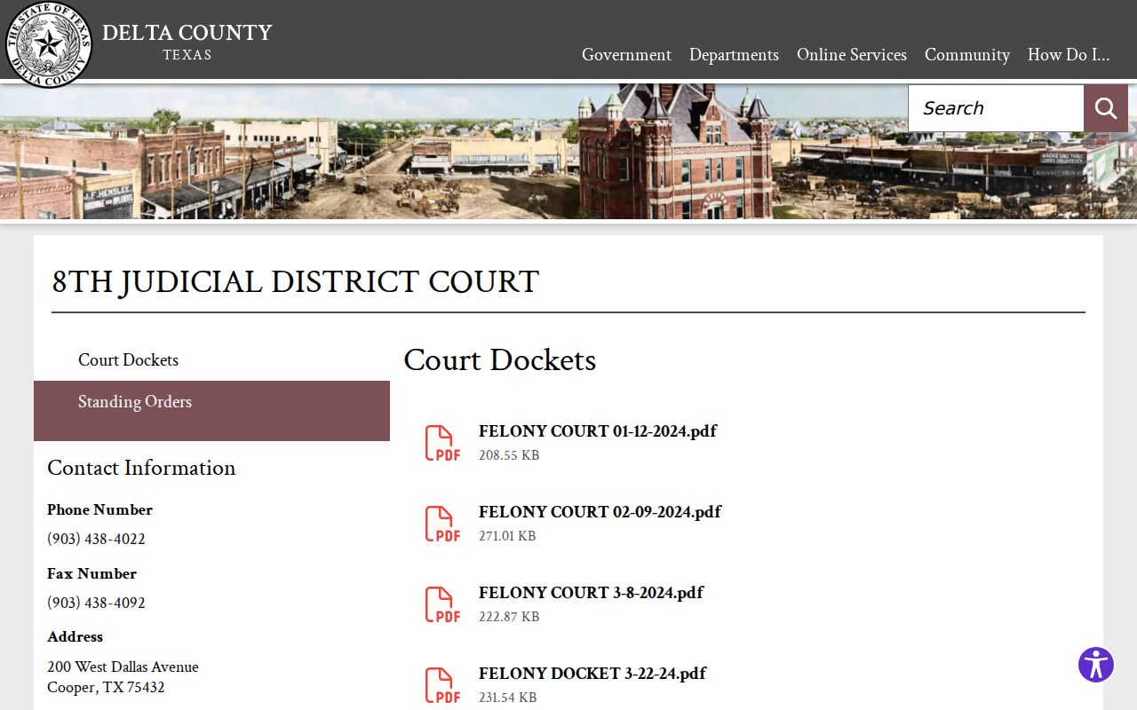 Delta County criminal court docket felony index