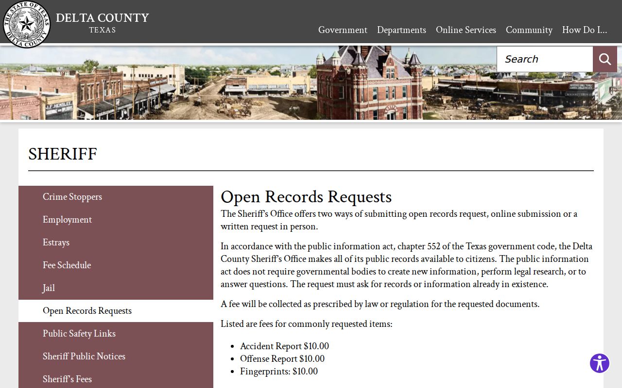 Delta County court record request routing notice